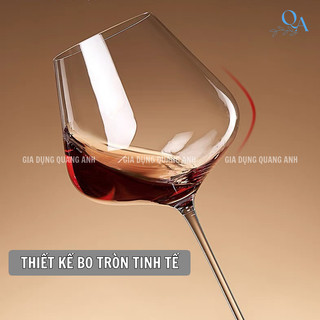 Tổng hợp 2 LY vang thuỷ tinh pha lê cao cấp, chân đỏ, Ly uống vang, sâm panh vang đỏ, champagne, vang trắng, wine glass