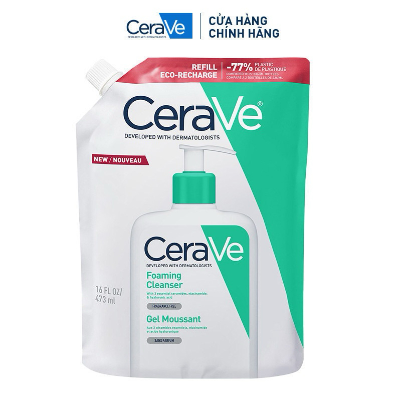 CeraVe Foaming Cleanser Refill 473ml – Túi Tiết Kiệm – Da Sạch Căng ...