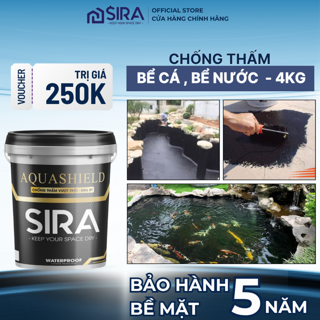 [1KG] Sơn Chống Thấm Bể Cá, Thùng Xốp, Mái Tôn Lỗ Đinh, Sàn Âm Trước Khi Lát Gạch - SIRA P500