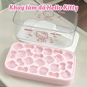 Hộp Khay Làm Đá Hello Kitty 24 Ô Có Nắp Đậy – Khuôn Silicone An Toàn Làm Đá Viên, Thạch Pudding, Nướng Bánh