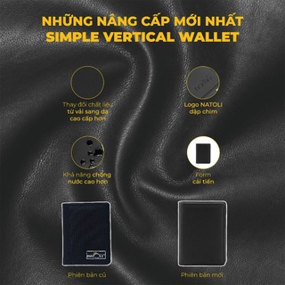Ví da nam nữ dáng đứng Natoli gập đôi, bóp đựng thẻ đựng tiền cao cấp Simple Vertical Wallet V3