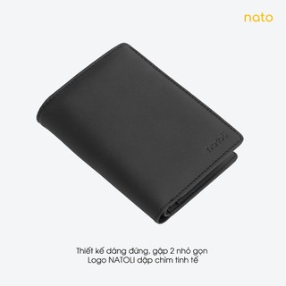 Ví da nam nữ dáng đứng Natoli gập đôi, bóp đựng thẻ đựng tiền cao cấp Simple Vertical Wallet V3