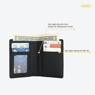 Ví da nam nữ dáng đứng Natoli gập đôi, bóp đựng thẻ đựng tiền cao cấp Simple Vertical Wallet V3