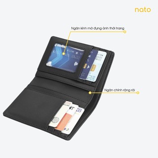 Ví da nam nữ dáng đứng Natoli gập đôi, bóp đựng thẻ đựng tiền cao cấp Simple Vertical Wallet V3