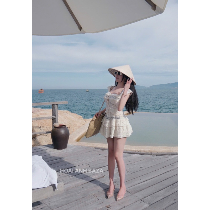 Set ren 2 món đính đá tỉ mỉ 3 màu be - hồng - đen
