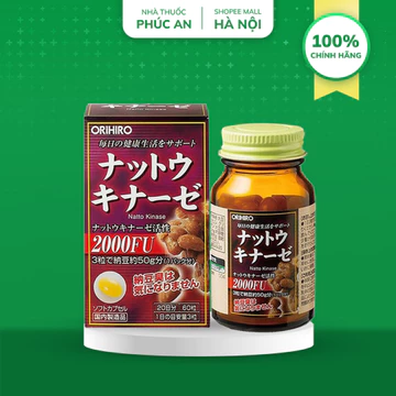 Viên Uống Hỗ Trợ Ngăn Ngừa Đột Quỵ, Tai Biến Orihiro Natto Kinase (Nattokinase) Capsule 2000FU Nhật Bản 60 Viên