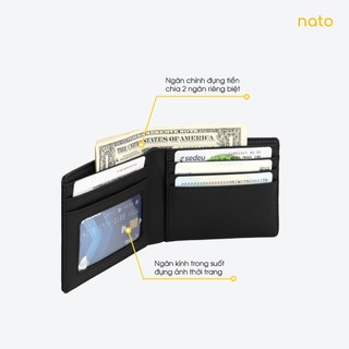 Ví da nam nữ dáng ngang Natoli nhỏ gọn, bóp gập đôi chính hãng cao cấp Simple Horizontal Wallet V4