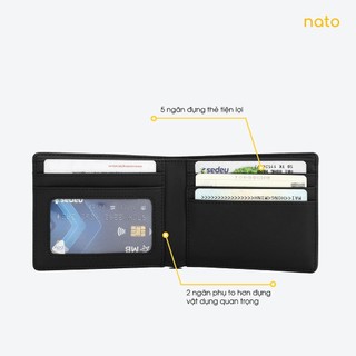 Ví da nam nữ dáng ngang Natoli nhỏ gọn, bóp gập đôi chính hãng cao cấp Simple Horizontal Wallet V4