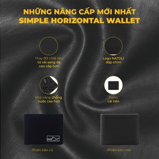 Ví da nam nữ dáng ngang Natoli nhỏ gọn, bóp gập đôi chính hãng cao cấp Simple Horizontal Wallet V4