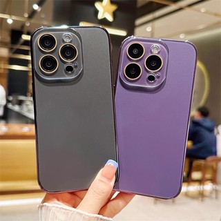 Ốp Lưng iPhone Mặt Lưng Nhám Viền Kim Loại Sang Trọng Bảo Vệ Camera Cho iP 7/8/X/XS/11/12/13/14/15/16/17/Plus/Pro/Max
