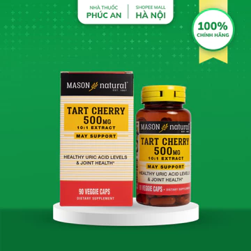 Viên uống hỗ trợ giảm acid uric Gout MASON NATURAL Tart Cherry Mỹ 90 viên giúp giảm đau xương khớp