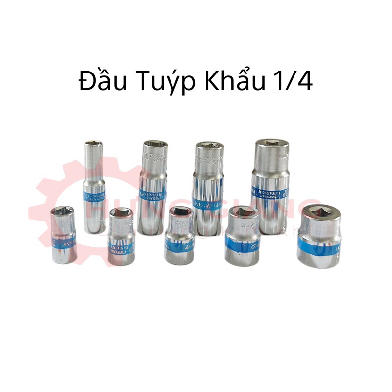 Đầu Tuýp Đầu Khẩu 1/4 Ngắn, Dài 6,7,8,9,10,12,13,14mm