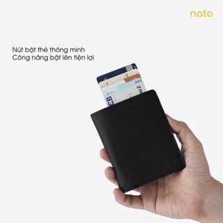 Ví da nam thông minh Natoli dáng đứng, bóp đựng thẻ gập đôi cao cấp Ryder Wallet V9