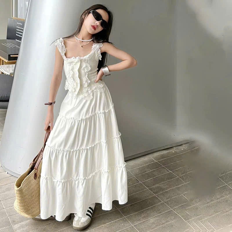 Sét chân váy dài bé gái áo ren,sét bộ váy mặc mùa hè size 10-55kg , sét cặp mẹ và bé gái