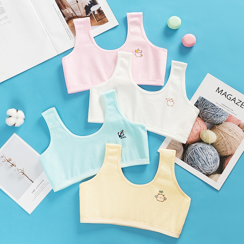 COMBO 3 Áo lót lá học sinh không đệm mút dây bản to chất cotton thoáng khí xinh xắn cute LANIXA B341