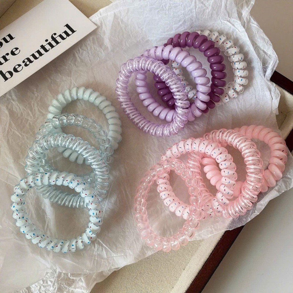 Set 16 Dây cột tóc lò xo dạng túi  Dây buộc tóc nữ Thun cột tóc cao su xoắn ốc Hàn Quốc