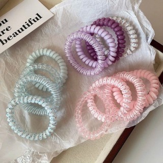 Set 4 Dây cột tóc lò xo dạng túi Moral Dây buộc tóc nữ Thun cột tóc cao su xoắn ốc Hàn Quốc PJ007