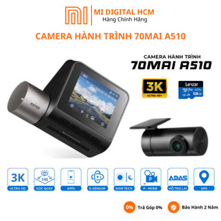 Camera hành trình 70mai Dash Cam A510 3K Quốc Tế Chính hãng, Cảm biến Sony, Cảnh báo va chạm, Lệch làn, GPS, Báo tốc độ