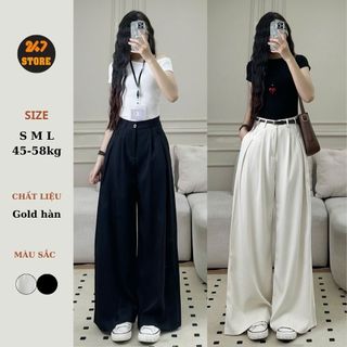Quần Tây Công Sở Nữ Ống Suông 33cm Ly To Chất Vải GOLD Dáng Dài Phủ Chân Gold455
