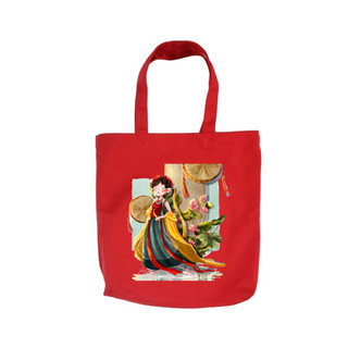 Túi Tote vải Canvas bộ sưu tập áo dài Phụ Nữ Việt Nam - túi đỏ có khóa ngăn phụ siêu xinh mặc đi chơi du lịch tuid010