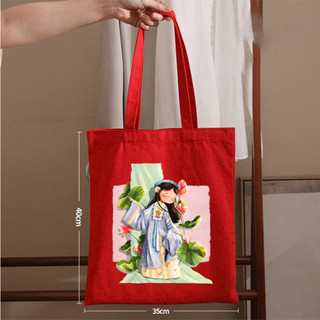 Túi Tote vải Canvas bộ sưu tập áo dài Phụ Nữ Việt Nam - túi đỏ có khóa ngăn phụ siêu xinh mặc đi chơi du lịch tuid010