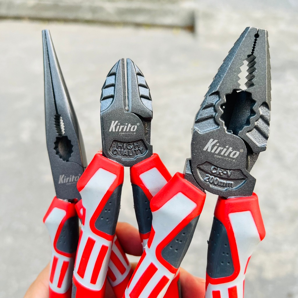 Kìm cắt đa năng KIRITO cao cấp đỏ trắng G 7.5 inch (190mm) thép CR-V công nghiệp Nhật - Cắt sắc bén chính hãng