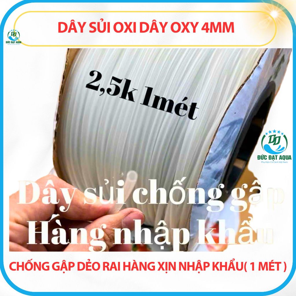 Dây sủi oxi dây oxy 4mm Chống gập dẻo rai hàng xịn nhập khẩu ( combo 5m) đặt sẽ để liền k cắt 2