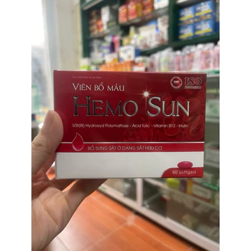 Viên bổ máu Hemo Sun hộp 60 viên bổ sung sắt dưới dạng sắt hữu cơ