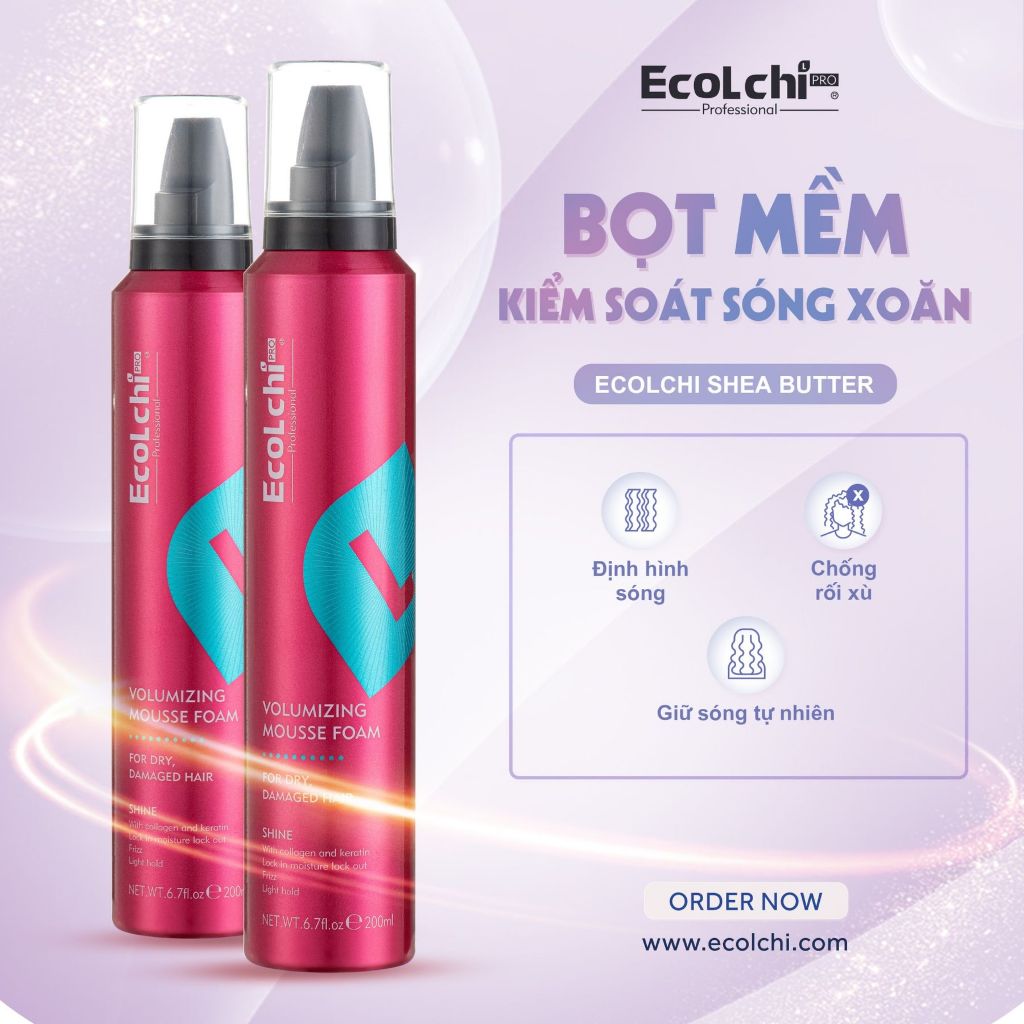 Bọt Mềm Kiểm Soát Sóng Xoăn EcoLchi 200ml | Bọt Tạo Kiểu Cho Tóc Xoăn Vào Nếp Tự Nhiên