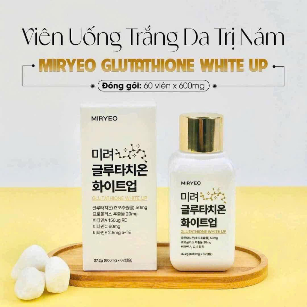 VIÊN UỐNG TRẮNG DA CHUYÊN SÂU 𝑮𝑳𝑼𝑻𝑨𝑻𝑯𝑰𝑶𝑵𝑬 MIRYEO WHITE UP Hộp 62viên