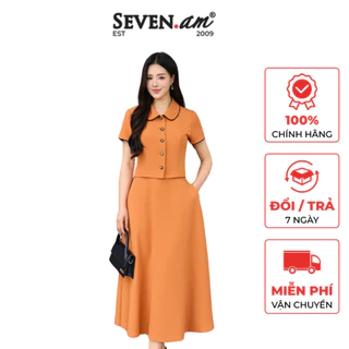 Chân váy A đũi xước cam đất thời trang nữ Seven.AM M730315I