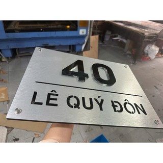 ( Hỏa tốc) Bảng số nhà chất liệu alu bạc xước chữ đen