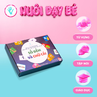 Flashcard tập 1 ( chủ đề số đếm và chữ cái) 60 thẻ + bìa hộp, phát triển trí não cho trẻ