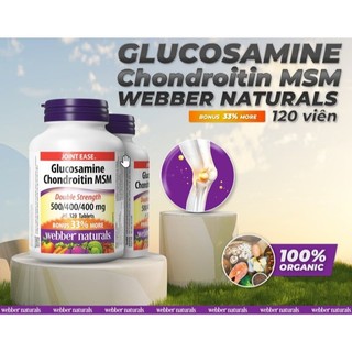 [HÀNG CÔNG TY] Viên uống hỗ trợ viêm khớp Glucosamine Chondroitin Msm 500/400/400mg Webber Naturals 120V