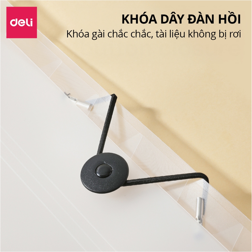 [VOUCHER 20%]Cặp Đựng Tài Liệu Deli 8 /13 Ngăn Bìa Nhựa A4 Cao Cấp Khóa Dây Đàn Hồi  Tiện Lợi Dễ Phân Loại