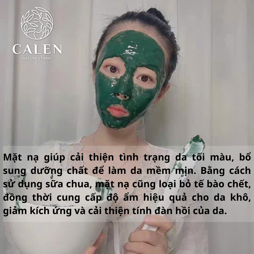 Bột tảo xoắn diệp lục Calen chuyên đắp mặt dưỡng trắng chống lão hóa da Calen Herb Powder