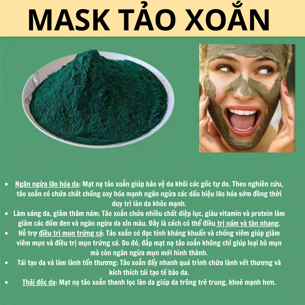 Bột tảo xoắn diệp lục Calen chuyên đắp mặt dưỡng trắng chống lão hóa da Calen Herb Powder