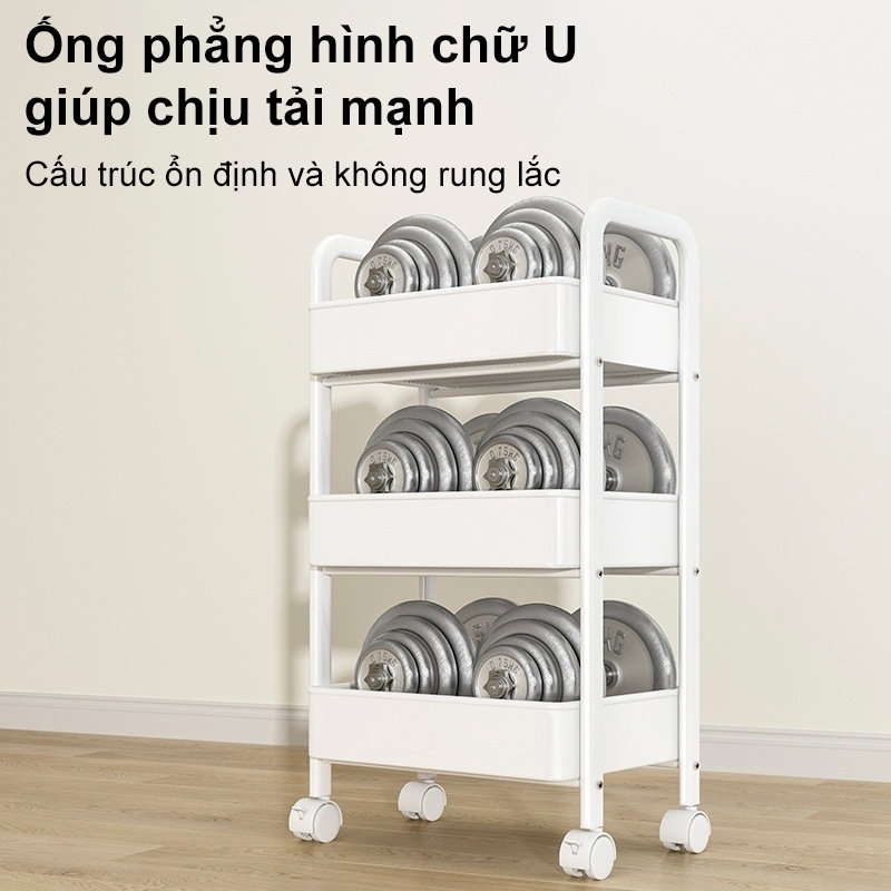 Xe Đẩy Spa có bánh xe Kệ sắt đa năng Xe để đồ 3 tầng Thời trang cao cấp 【100%Thép】