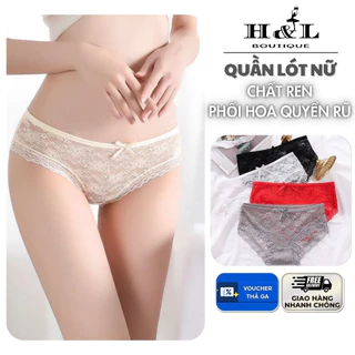 Quần lót ren phối hoa quyến rũ, cạp vừa, đáy 2 lớp thoáng mát kháng khuẩn HL BOUTIQUE L.104