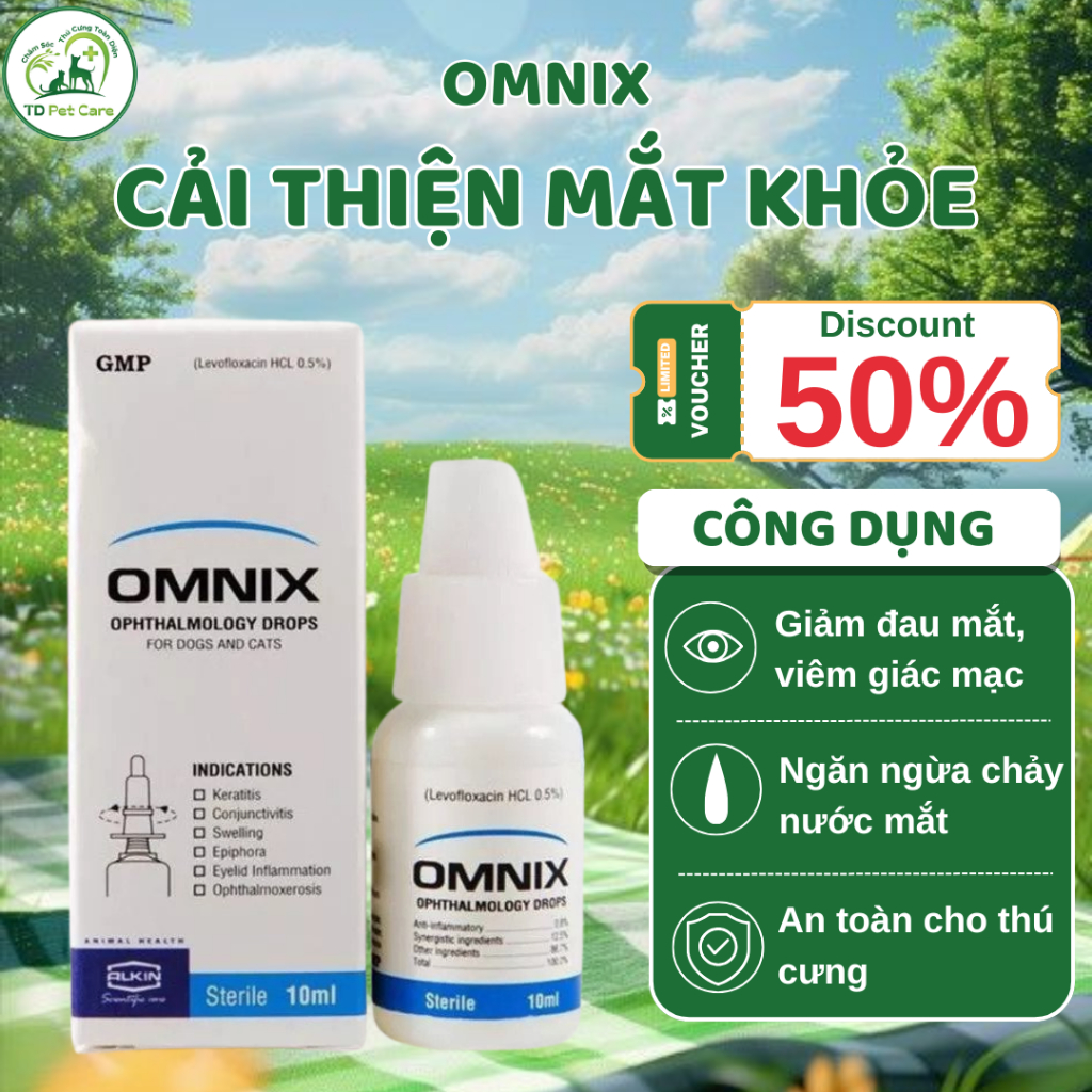 Lọ Nước Nhỏ Mắt Xử Lý Vấn Đề Về Mắt Dành Cho Chó Mèo Alkin Omnix - Nước Mắt Nhân Tạo Cho Thú Cưng
