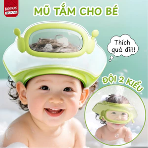 Mũ Tắm Cho Bé Silicon Chắn Nước Vào Tai và Mắt, Đeo Được 2 Mặt Và Điều Chỉnh 0-15 Tuổi
