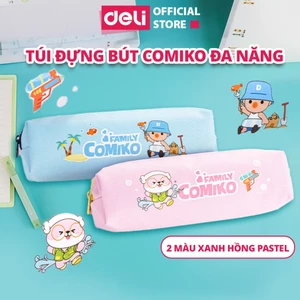 Túi Đựng Bút Deli Comiko Đa Năng Họa Tiết Dễ Thương Kích Thước Lớn – 2 Màu Xanh Hồng Pastel – Chính Hãng