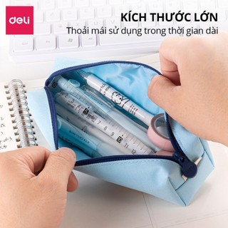 Túi Đựng Bút Deli Comiko Đa Năng  Họa Tiết Dễ Thương Kích Thước Lớn – 2 Màu Xanh Hồng Pastel – Chính Hãng