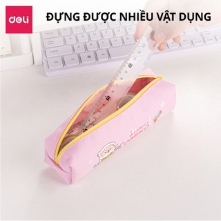Túi Đựng Bút Deli Comiko Đa Năng  Họa Tiết Dễ Thương Kích Thước Lớn – 2 Màu Xanh Hồng Pastel – Chính Hãng