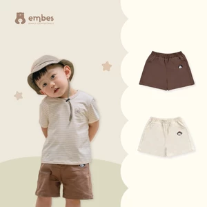 Quần Đùi Kaki Cho Bé Embes, Quần Short Kaki Thêu Hình Chất Kaki Cho Bé Trai Bé Gái Size Từ 8-17kg