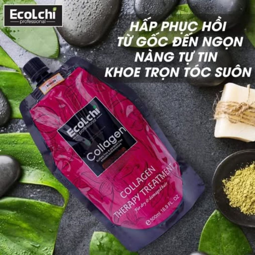 Kem Ủ Tóc Ecolchi Collagen Therapy Treatment 500ml | Dưỡng Tóc Mềm Mượt, Hỗ Trợ Phục Hồi Tóc Khô Xơ.
