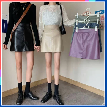 Chân váy ngắn bigsize nữ dáng chữ A chất da quảng châu cao cấp Chân váy da nữ lưng cao có quần trong form hàn quốc CV20