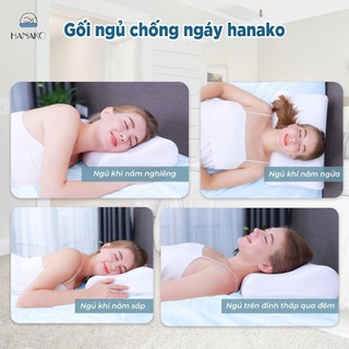 Gối ngủ chống đau vai gáy công thái học HANAKO, chất liệu mút cô đặc cao cấp- Kèm quà tặng vỏ gối