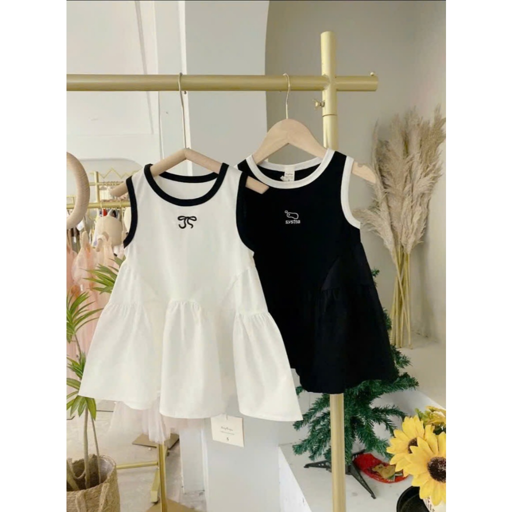 Váy Chữ A Sát Nách Dễ Thương MS 008 Dành Cho Bé Gái 9-35kg Chất Liệu Cotton Mềm Mại Thoáng Mát