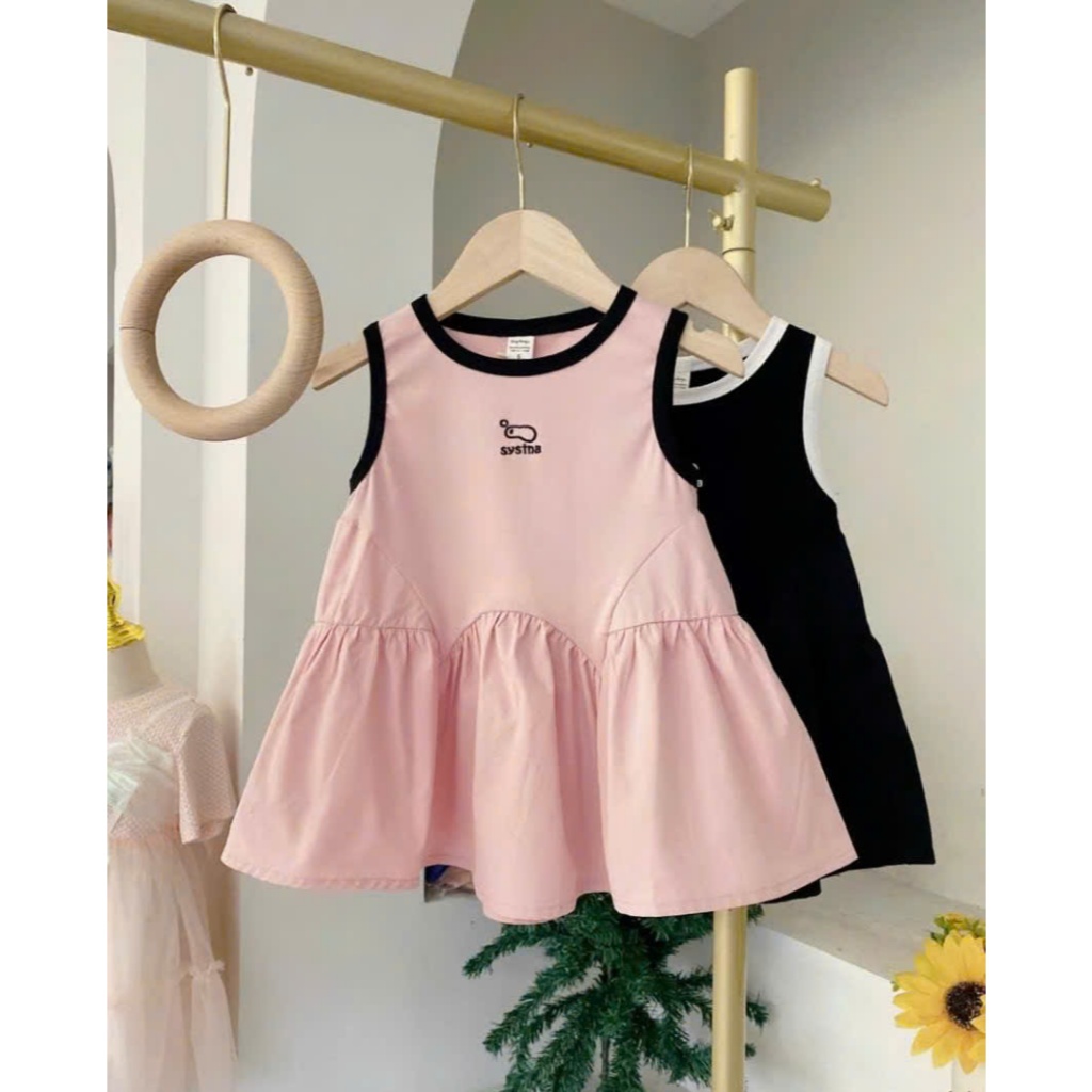 Váy Chữ A Sát Nách Dễ Thương MS 008 Dành Cho Bé Gái 9-35kg Chất Liệu Cotton Mềm Mại Thoáng Mát